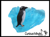 LAST CHANCE - LIMITED STOCK - Iceberg with Penguin & Blue Slime - Ice Snow Putty - Party Favors in Iceberg Shaped Container - Winter