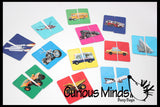 LAST CHANCE - LIMITED STOCK - 12 Mini 2-Piece Puzzles - Beginner Puzzle Busy Bag for Toddlers.  Matching and Memory Game.