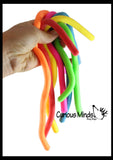 LAST CHANCE - LIMITED STOCK - Jumbo Textured Stretch String Fidget Toy- Worm Noodle Strings Fidget Toy - 11" Long, Thick, Build Resistance for Strengthening Exercise, Pull, Stretchy, Fiddle