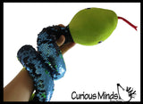 Jumbo 64" Plush Snake with Mermaid 2 Color Reversible Sequin Scales -  Stuffed Sensory Fidget Toy