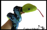 Jumbo 64" Plush Snake with Mermaid 2 Color Reversible Sequin Scales -  Stuffed Sensory Fidget Toy