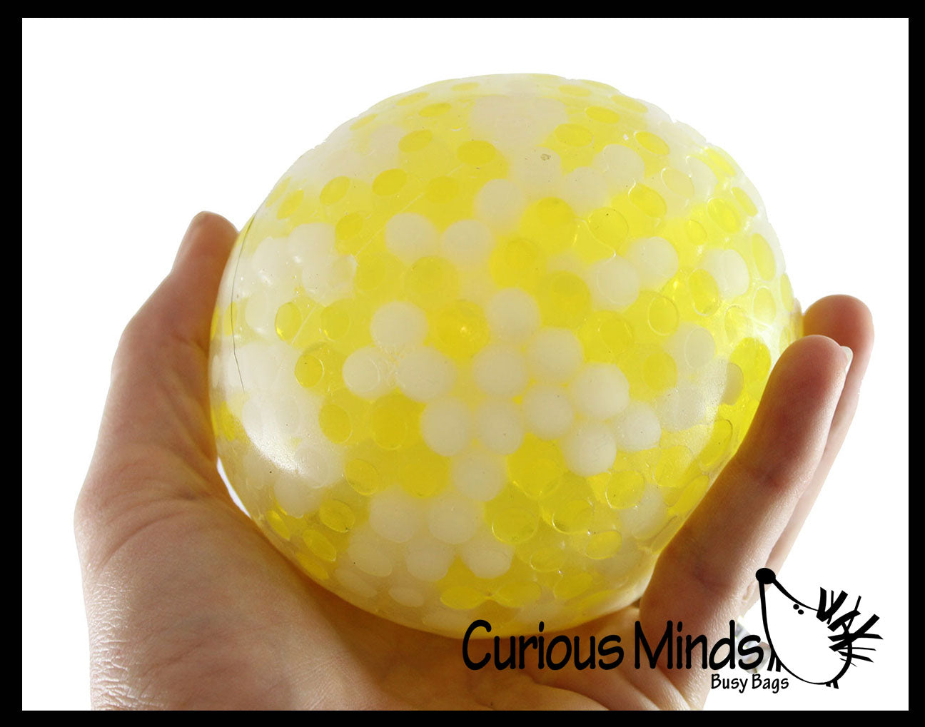 Jumbo 4" Water Bead Ball with White Filled Squeeze Stress Ball  -  Sensory, Stress, Fidget Toy