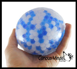 Jumbo 4" Water Bead Ball with White Filled Squeeze Stress Ball  -  Sensory, Stress, Fidget Toy