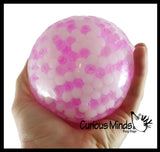 Jumbo 4" Water Bead Ball with White Filled Squeeze Stress Ball  -  Sensory, Stress, Fidget Toy