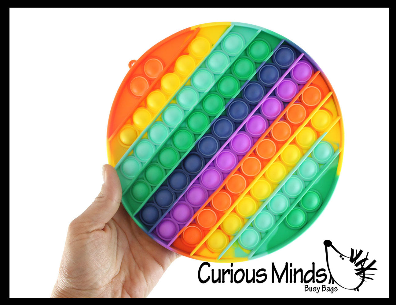 Rainbow Large 8" Bubble Pop Game - Silicone Push Poke Bubble Wrap Fidget Toy - Bubble Popper Sensory Stress Toy