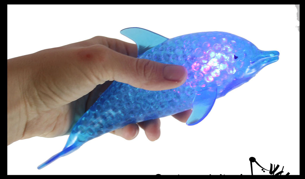 Jumbo Light Up Dolphin Water Bead Filled Squeeze Stress Ball  -  Sensory, Stress, Fidget Toy