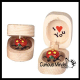 Love bug in Box Novelty Gift - Bugs Legs Wiggle So it Looks Alive - Wooden Hinged Box Nut Ladybug