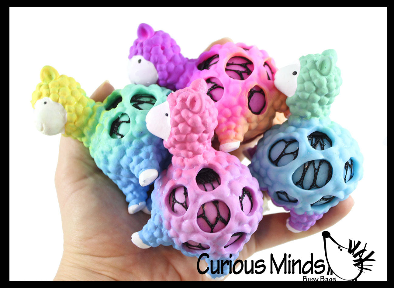 Rainbow Alpaca Squishy Color Changing Gel Doh Blob Mesh Ball with Soft Web - Squishy Fidget Ball