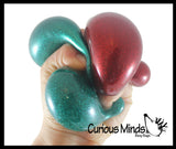 Metallic Glitter Thick Gel-Filled Squeeze Stress Balls  -  Sensory, Stress, Fidget Toy