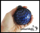 3" Metallic Bubble Mesh Balls - Squishy Fidget Ball with Web Netting - Stress Ball Color Changing Blobs - Sensory, Fidget Toy- Gooey Squish Bubble Popping OT
