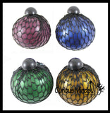 3" Metallic Bubble Mesh Balls - Squishy Fidget Ball with Web Netting - Stress Ball Color Changing Blobs - Sensory, Fidget Toy- Gooey Squish Bubble Popping OT