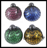 3" Metallic Bubble Mesh Balls - Squishy Fidget Ball with Web Netting - Stress Ball Color Changing Blobs - Sensory, Fidget Toy- Gooey Squish Bubble Popping OT