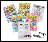 Mini Puzzle Books - Tiny Maze/Crossword/Word Search/Tic-Tac-Toe - Travel Fun Game - Party Favors Prizes Rewards