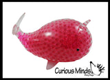 Jumbo Light Up Narwhal Water Bead Filled Squeeze Stress Ball  -  Sensory, Stress, Fidget Toy