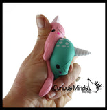 Narwhal Squishy Slow Rise Foam Animal - Cute Scented Sensory, Stress, Fidget Toy