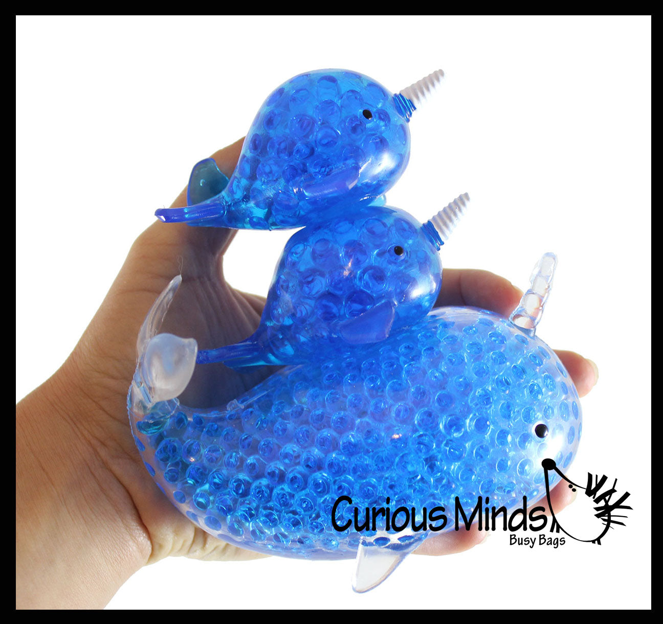 Mommy and Babies Narwhal Family Set - Water Bead Filled Squeeze Stress Ball  -  Sensory, Stress, Fidget Toy