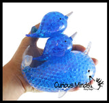 Mommy and Babies Narwhal Family Set - Water Bead Filled Squeeze Stress Ball  -  Sensory, Stress, Fidget Toy