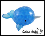 Sticky Narwhal Ceiling Target Balls - Throw Globs to Stick to Ceiling and Catch When it Falls - Fish Water Bead Filled Squeeze Stress Ball  -  Sensory, Stress, Fidget Toy