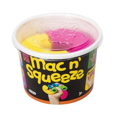 NeeDoh Mac and Squeeze Cheese - 4 Stretchy Elbow Noodle Strings Fidget Toy - Thick, Build Resistance for Strengthening Exercise, Pull, Stretchy, Fiddle Nee Doh