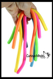 NeeDoh Noodlies 5 Stretchy Noodle Strings Fidget Toy - 13" Long, Not Sticky, Thick, Build Resistance for Strengthening Exercise, Pull, Stretchy, Fiddle Nee Doh
