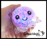 2 Octopi Stress Balls - Doh and Light Up Octopus - Air and Styrofoam Bead Filled Squeeze Stress Balls  -  Sensory, Stress, Fidget Toy Super Soft