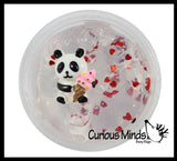 LAST CHANCE - LIMITED STOCK - Panda Putty - Thick Clear Slime with Panda Figurine  - Container - Putty - Goo - Heart Sprinkle