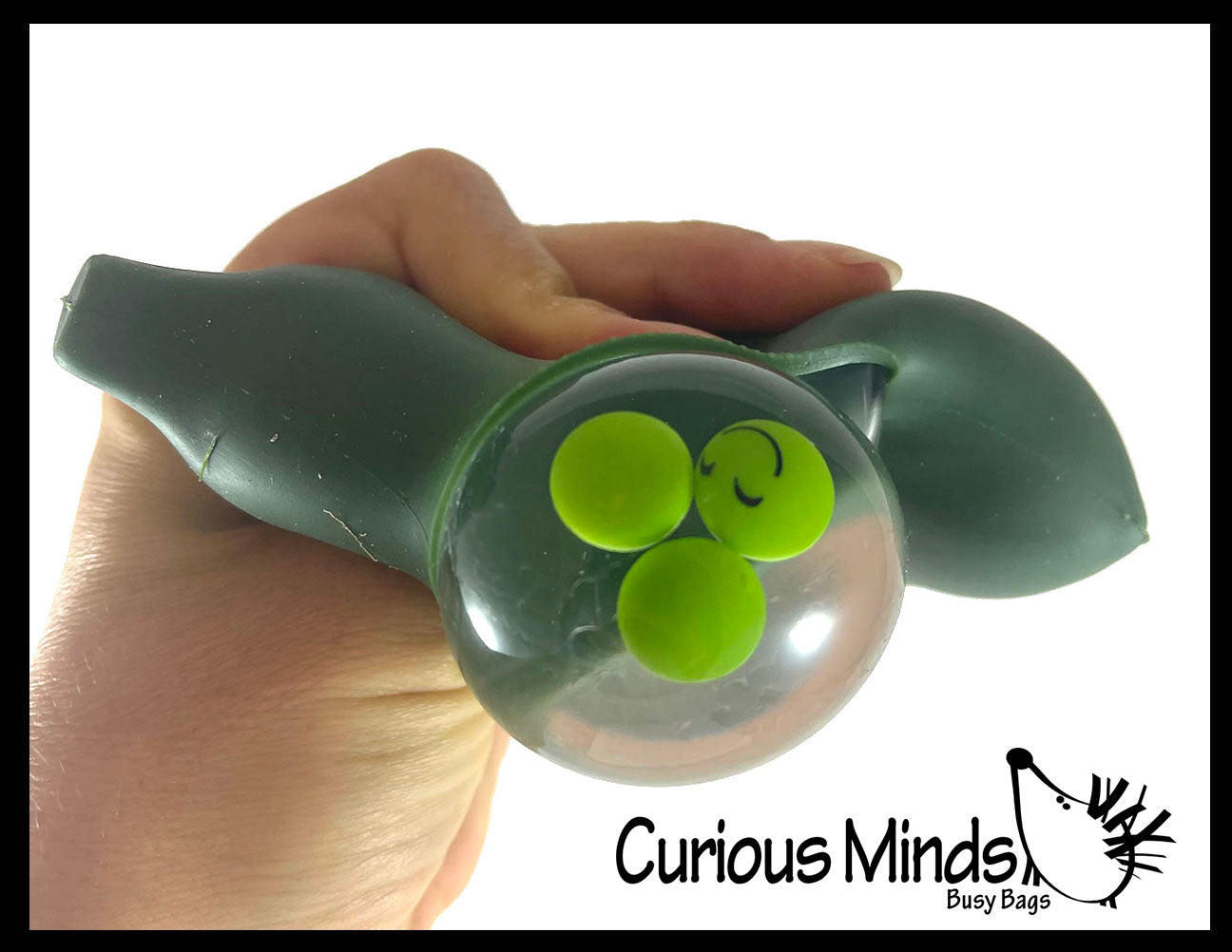 Large Pea Pod Squishy Fidget - Hide and Seek Pop Out -  Water Gel Filled Squeeze Stress Ball  -  Sensory, Stress, Fidget Toy