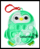 Cute Small Holiday Penguin on Clip Festive Bubble Popper Fidget Toy - Fun Party Favor Toy - Christmas Winter