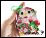 Cute Small Holiday Penguin on Clip Festive Bubble Popper Fidget Toy - Fun Party Favor Toy - Christmas Winter