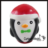 Large Penguin with Santa hat Slow Rise Squishy Toy - Memory Foam Squish Stress Ball - Winter Christmas