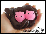 Pig Pen - Pigs in Mud Slime - 2 Piggy Mochi and Brown Mudd Putty - Adorable Pig Lover Gift