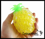 BULK - WHOLESALE - SALE - Yellow Pineapple Fruit Water Bead Filled Clear Squeeze Stress Ball  -  Sensory, Stress, Fidget Toy Pine Apple