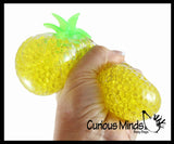 BULK - WHOLESALE - SALE - Yellow Pineapple Fruit Water Bead Filled Clear Squeeze Stress Ball  -  Sensory, Stress, Fidget Toy Pine Apple