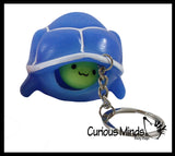 Fun Pop-Out Turtle Fidget Keychain Toy - Squeeze to Pop Head out of Shell - Chain Clip OT