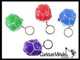 Fun Pop-Out Turtle Fidget Keychain Toy - Squeeze to Pop Head out of Shell - Chain Clip OT