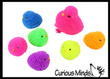 Chicken Family - 1 Hen and 6 Baby Puffer Chicks - Small Novelty Toy - Party Favors - Easter Gift