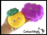 Puffer Fruit Smaller Air- Filled Squeeze Stress Balls with Faces  -  Sensory, Stress, Fidget Toy - Pineapple, Strawberry, Orange, Watermelon, Apple, Grapes