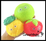 Puffer Fruit Smaller Air- Filled Squeeze Stress Balls with Faces  -  Sensory, Stress, Fidget Toy - Pineapple, Strawberry, Orange, Watermelon, Apple, Grapes