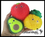 Puffer Fruit Smaller Air- Filled Squeeze Stress Balls with Faces  -  Sensory, Stress, Fidget Toy - Pineapple, Strawberry, Orange, Watermelon, Apple, Grapes