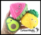 Puffer Fruit Smaller Air- Filled Squeeze Stress Balls with Faces  -  Sensory, Stress, Fidget Toy - Pineapple, Strawberry, Orange, Watermelon, Apple, Grapes