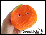 Puffer Fruit Smaller Air- Filled Squeeze Stress Balls with Faces  -  Sensory, Stress, Fidget Toy - Pineapple, Strawberry, Orange, Watermelon, Apple, Grapes