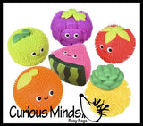 Puffer Fruit Smaller Air- Filled Squeeze Stress Balls with Faces  -  Sensory, Stress, Fidget Toy - Pineapple, Strawberry, Orange, Watermelon, Apple, Grapes