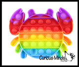 Cute Rainbow Ocean Animal Theme Bubble Pop Game - Penguin, Lobster, Crab, Narwhal, Octopus, Turtle, Seahorse - Silicone Push Poke Bubble Wrap Fidget Toy - Press Bubbles to Pop - Bubble Popper Sensory Stress Toy