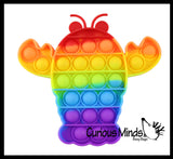 BULK - WHOLESALE - SALE -  Crab and Lobster Rainbow Ocean Animal Theme Bubble Pop Game - Silicone Push Poke Bubble Wrap Fidget Toy - Press Bubbles to Pop - Bubble Popper Sensory Stress Toy