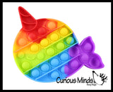 Cute Rainbow Ocean Animal Theme Bubble Pop Game - Penguin, Lobster, Crab, Narwhal, Octopus, Turtle, Seahorse - Silicone Push Poke Bubble Wrap Fidget Toy - Press Bubbles to Pop - Bubble Popper Sensory Stress Toy