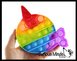 Cute Rainbow Ocean Animal Theme Bubble Pop Game - Penguin, Lobster, Crab, Narwhal, Octopus, Turtle, Seahorse - Silicone Push Poke Bubble Wrap Fidget Toy - Press Bubbles to Pop - Bubble Popper Sensory Stress Toy