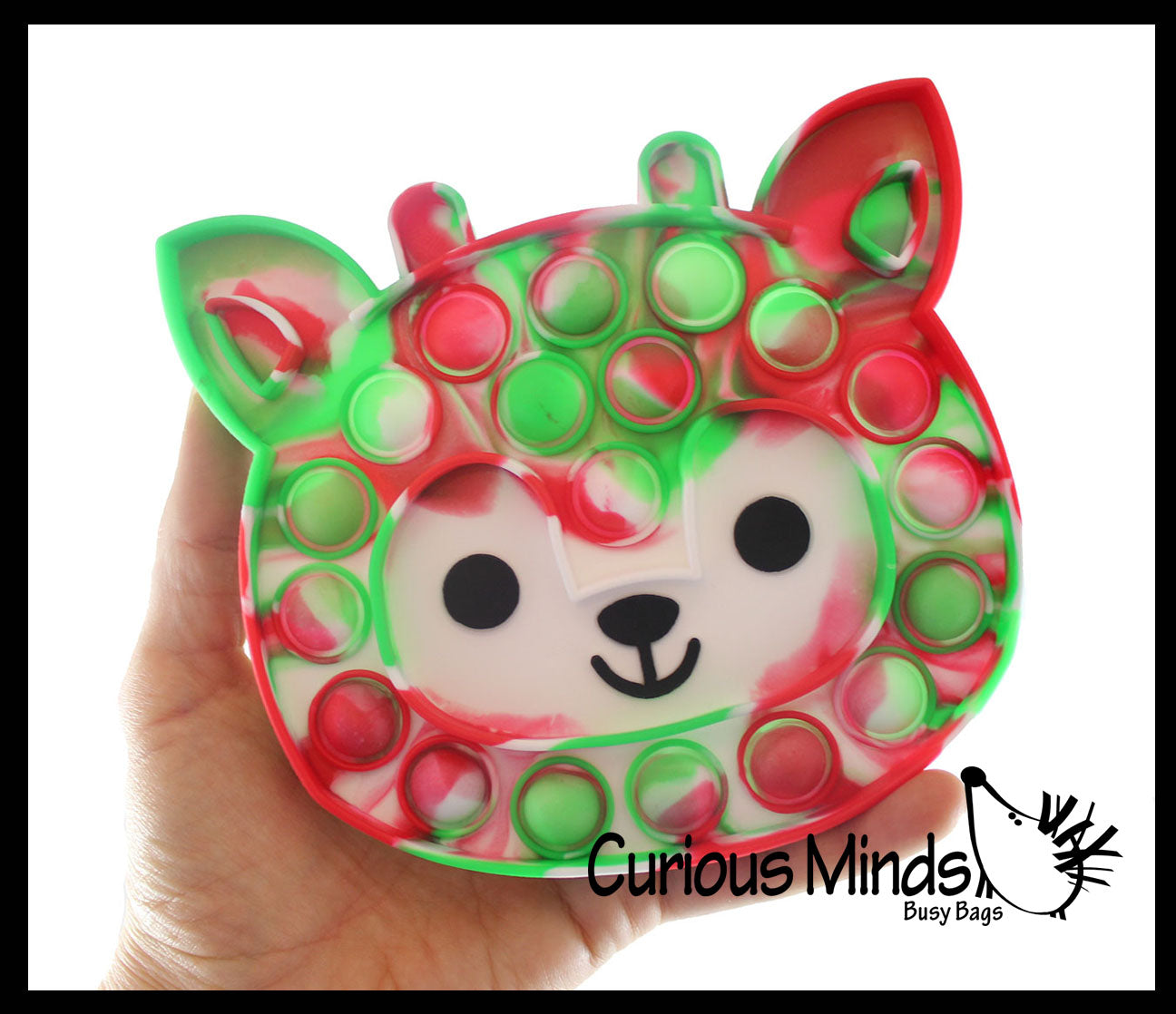 Cute Holiday Reindeer Alpaca Festive Bubble Popper Fidget Toy - Fun Party Favor Toy - Christmas Winter