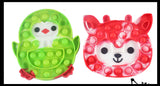 Set of 2 Cute Holiday Animals - Reindeer and Penguin Festive Bubble Popper Fidget Toy - Fun Party Favor Toy - Christmas Winter