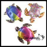 Set of 5 Turtle Sand Filled Animal Toy - Heavy Weighted Sandbag Animal Plush Bean Bag Toss - Shimmering Glitter