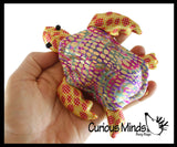 Set of 5 Turtle Sand Filled Animal Toy - Heavy Weighted Sandbag Animal Plush Bean Bag Toss - Shimmering Glitter